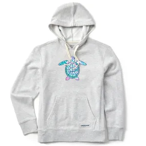 Women's LIG Turtle Shell Tie Dye Simply True Fleece Hoodie dry cleanable