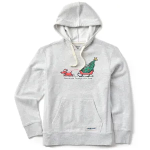 Party Ready Women's Little Dachshund Through the Snow Simply True Fleece Hoodie