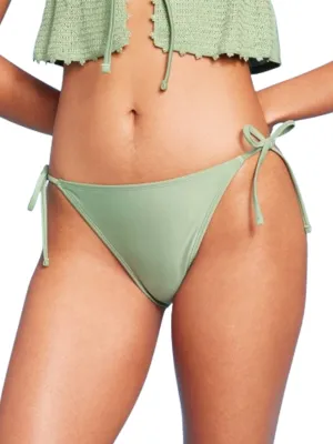 Compression Fit Lining Women's Low Waist Side-Tie Bikini Bottom,Light Green