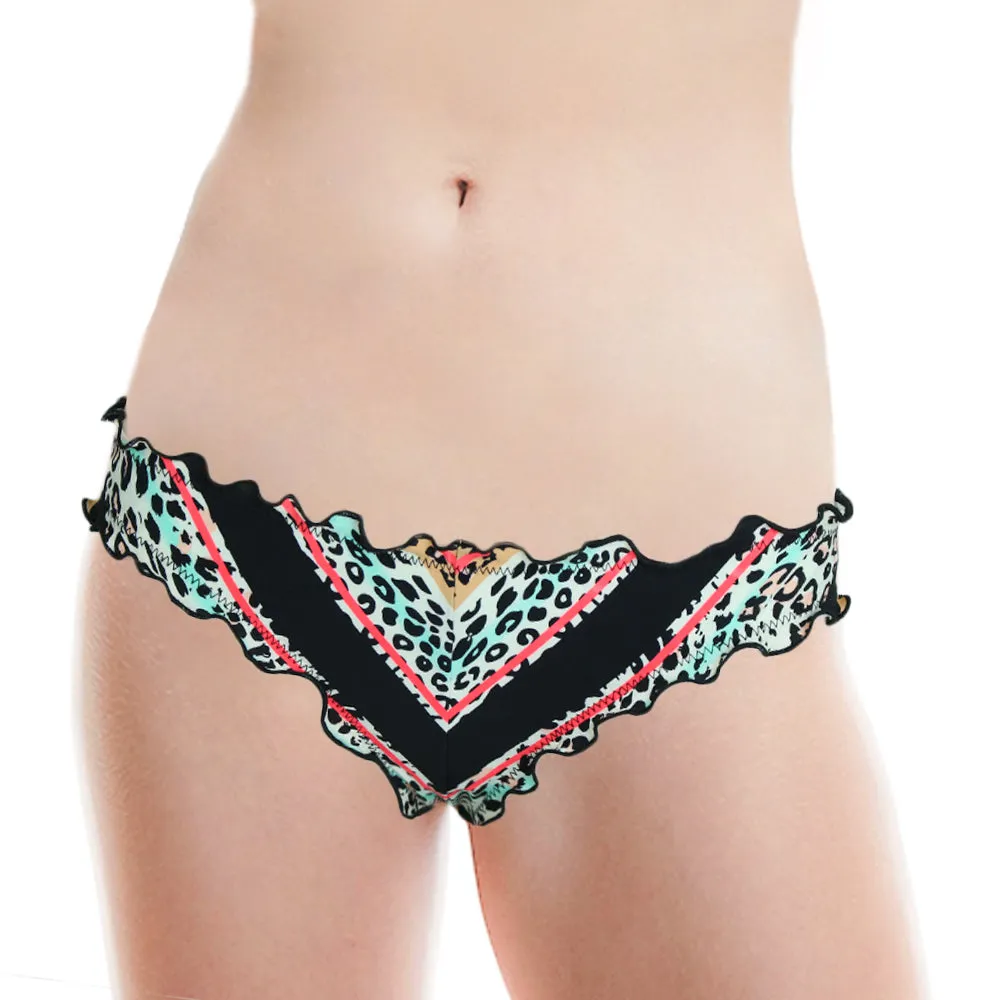 Shape Hug ElasticBinding Women's Mermaid Ruffled Cheeky Bikini Bottom,Multi