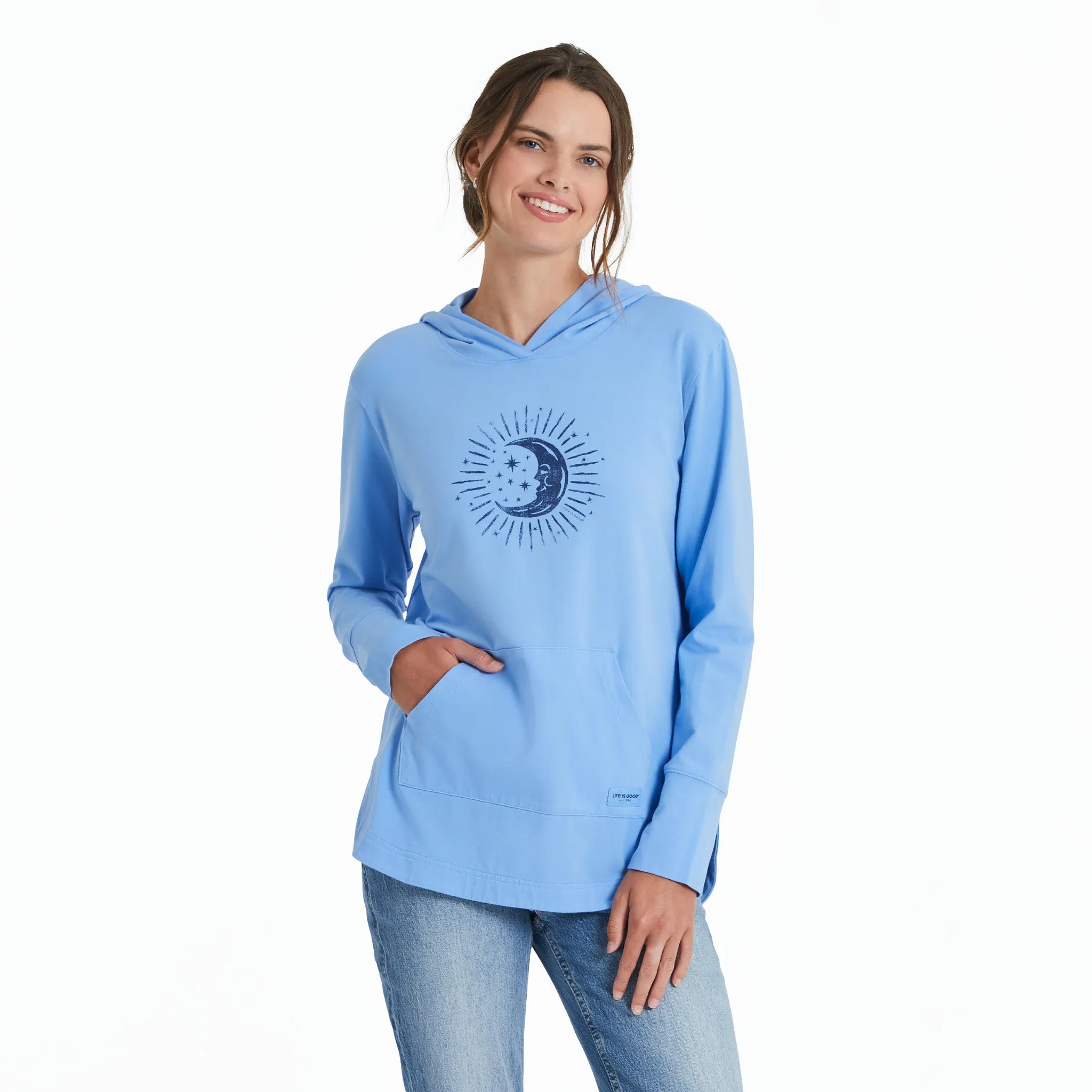 Travel Sporty Women's Moon Stars Crusher-FLEX Hoodie Tunic