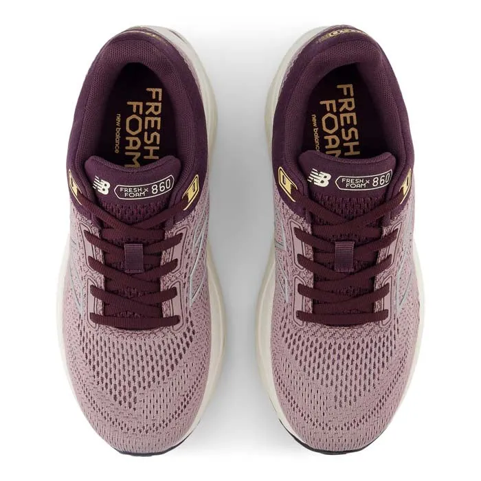 Womens New Balance Fresh Foam X 860v14 in Ice Wine/Plum Brown/Silver Metallic lightweight sneakers track shoes