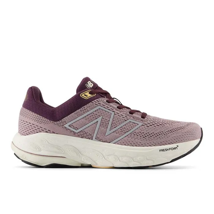 Stability Guide Rails wide-fit shoes Womens New Balance Fresh Foam X 860v14 in Ice Wine/Plum Brown/Silver Metallic