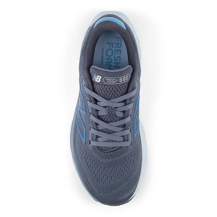 running in an iconic bridge area shoes Rubber Toe Guard Womens New Balance Fresh Foam X 880v14 in Dark Arctic Grey/Coastal Blue/Quarry Blue/Coastal Blue