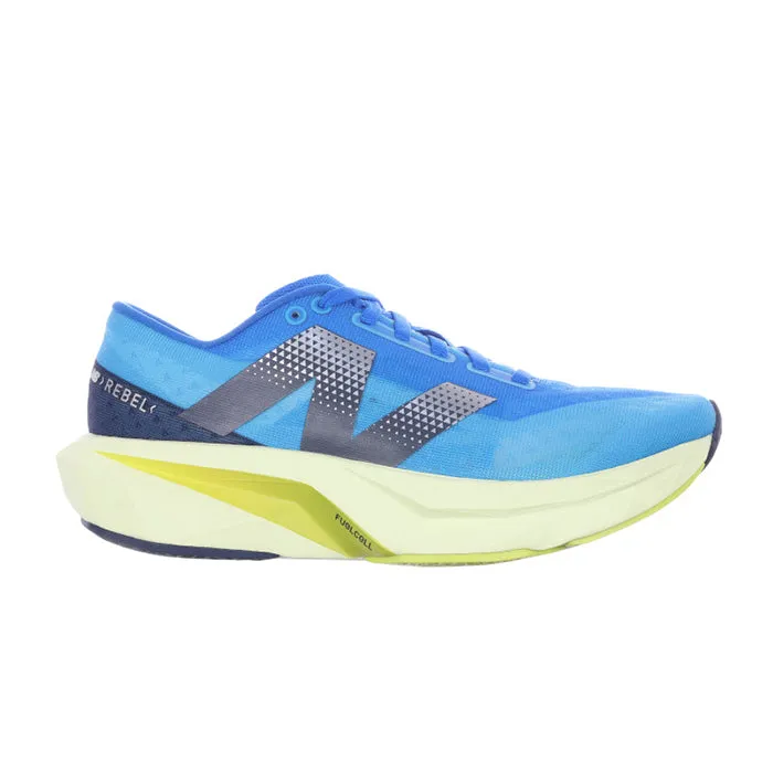Womens New Balance FuelCell Rebelv4 in Spice Blue/Limelight/Blue Oasis gender - specific - fit