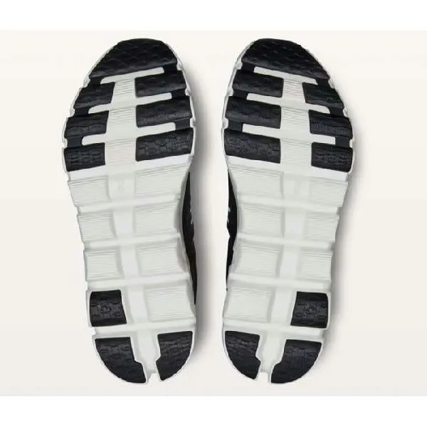 Womens On Running Cloudflow 4 in Black/White running in a movable bridge area shoes