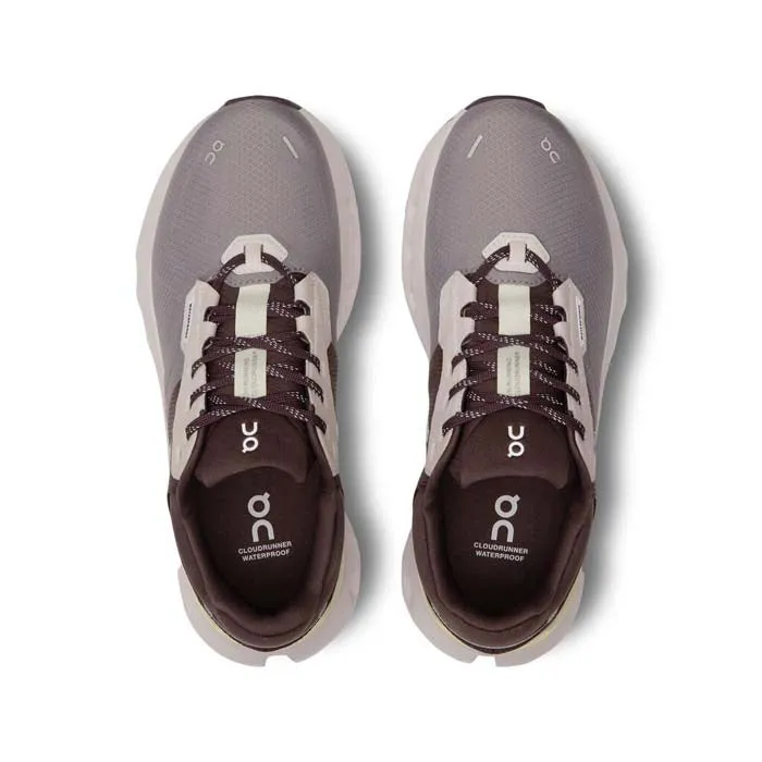 Womens On Running Cloudrunner 2 Waterproof in Zinc/Seedling arch - contouring insoles Dynamic Lace System