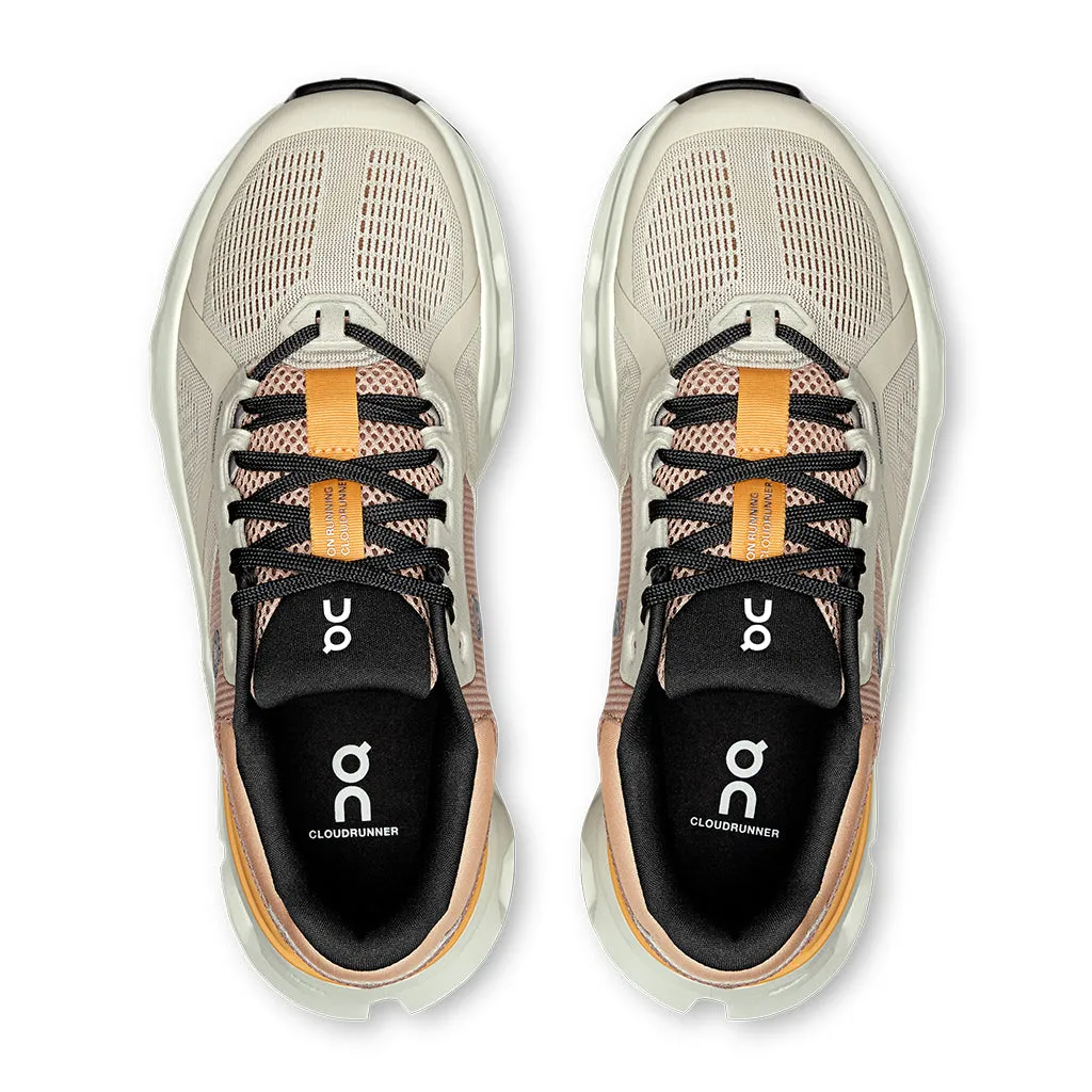 running in a bamboo bridge area shoes advanced - level running shoes Womens On Running Cloudrunner 2 Wide in Pearl/Tangerine