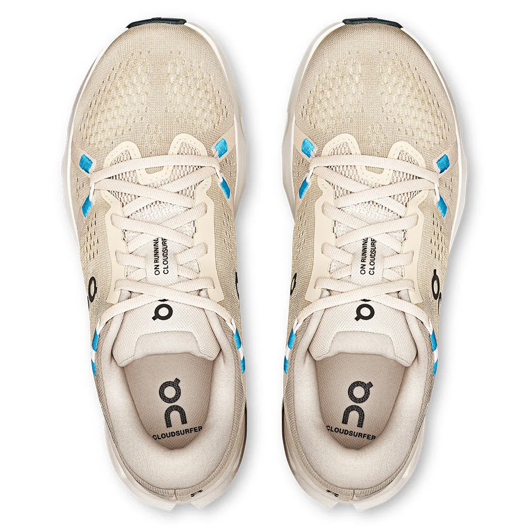 Womens On Running Cloudsurfer 2 in Pearl/Ivory Asymmetric Lace Configuration