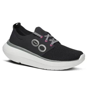 Womens Oofos OOmy Stride in White Black stretchable shoes Breathable Material