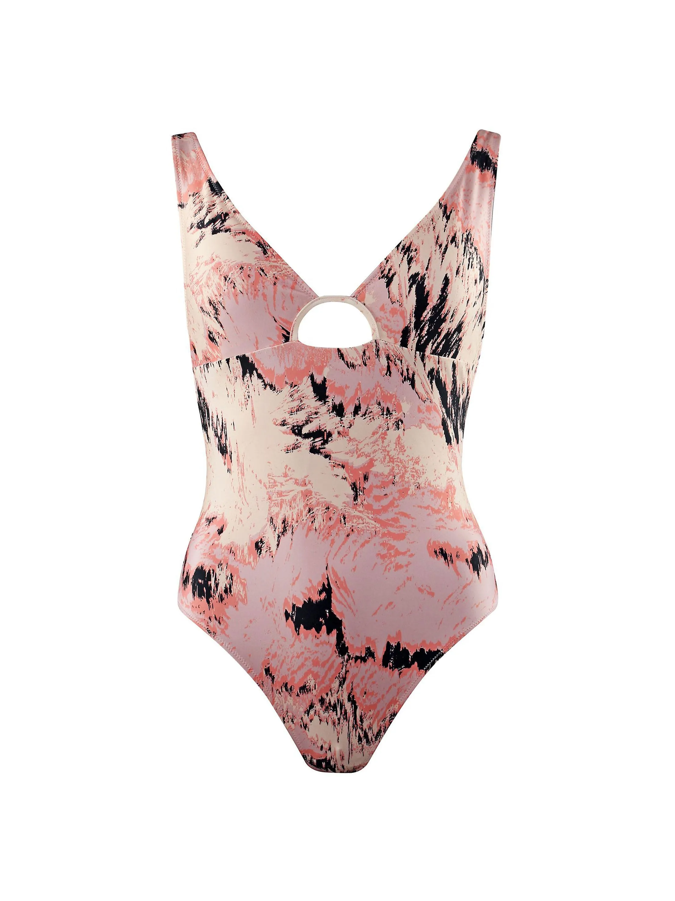 Women's Open Back One Piece Printed  Swimsuit,Nude Soft Fabric AntiBacterialTextile
