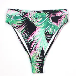 High Elastic Waistband Quick Recovery Fabric Women's Printed High Leg High Waist Bikini Brief,Multi