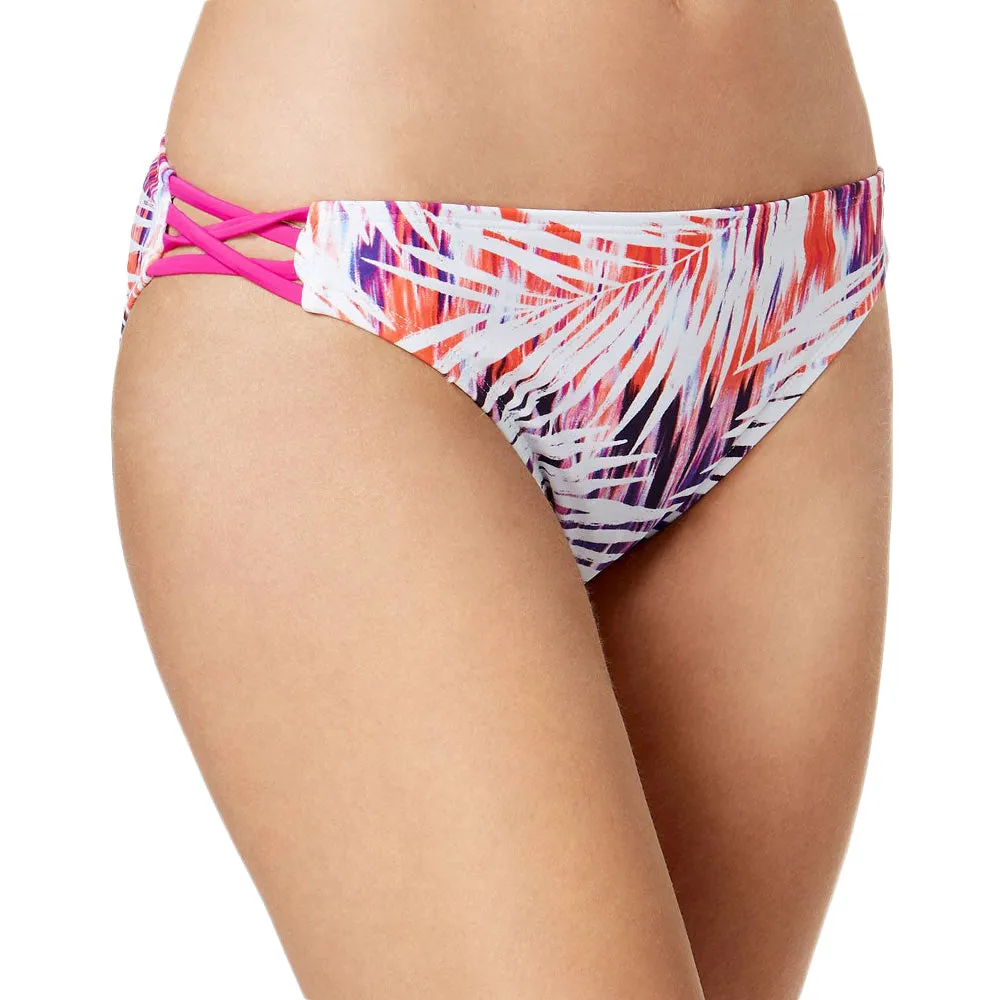 Women's Printed Leaves Plant Bikini Bottom,White Sun Protection Fabric Versatile Layering