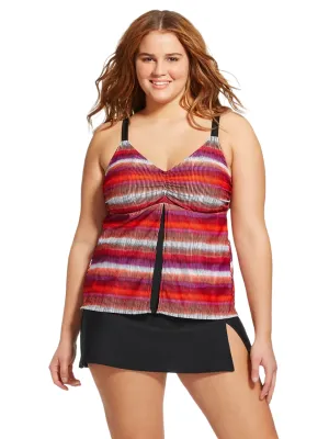 Women's Printed Tankini Top,Multi Planet Care Breathable mesh lining