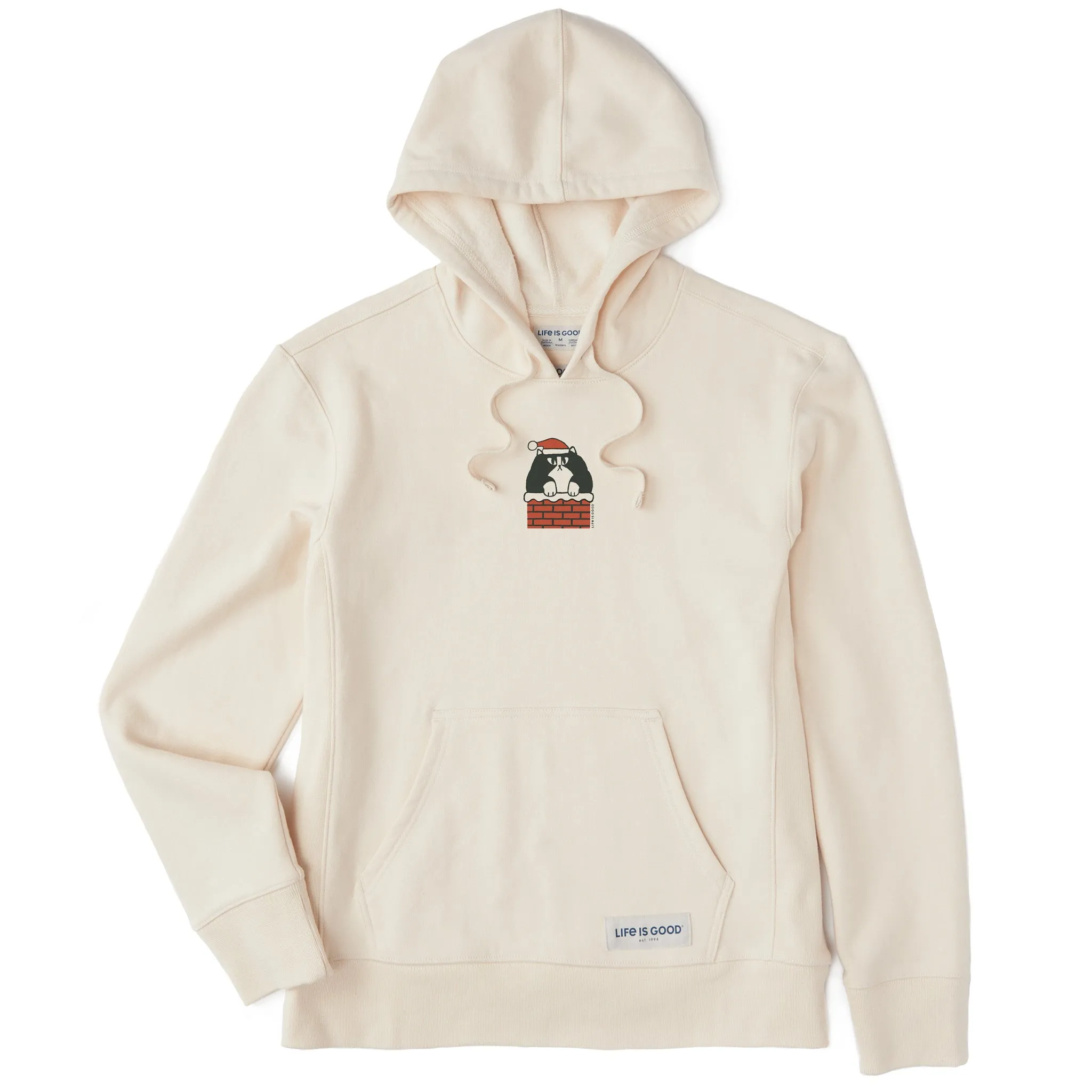 Washable Poolside Relax Women's Santa Cat Chimney Simply True Fleece Hoodie