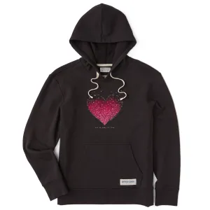 sequin Sporty Look Women's Scattered Hearts Simply True Fleece Hoodie