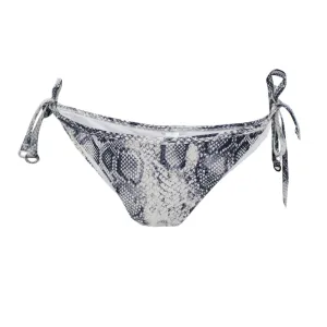 Quick Drying Technology Bonded Seam Technology Women's Snake Print Tie Side Bikini Bottom,Navy/White