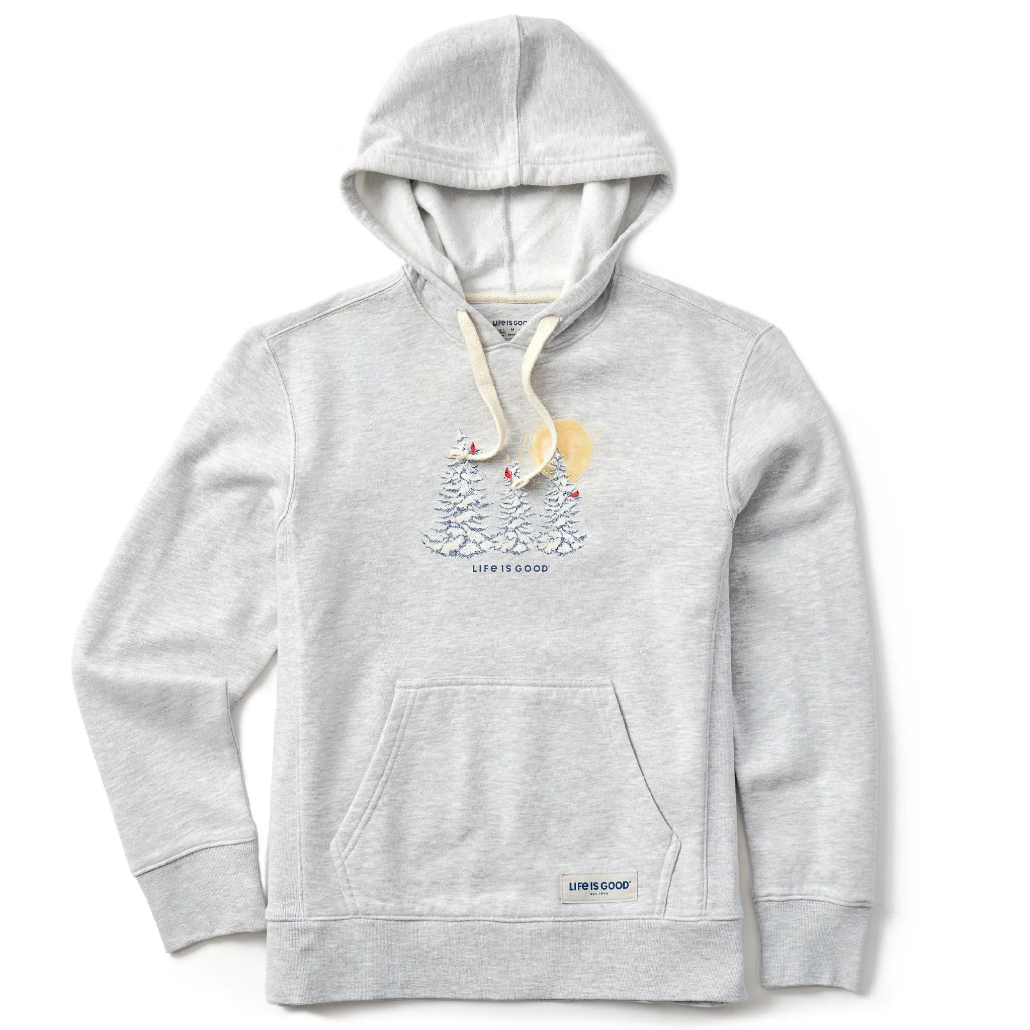 buckle accents Comfortable Hoodie Women's Snowy Pines with Cardinals Simply True Fleece Hoodie