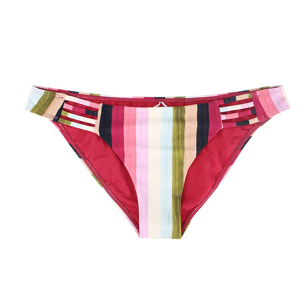 Layered Paneling Cyber Glow Women's Striped Bikini Brief,Multi