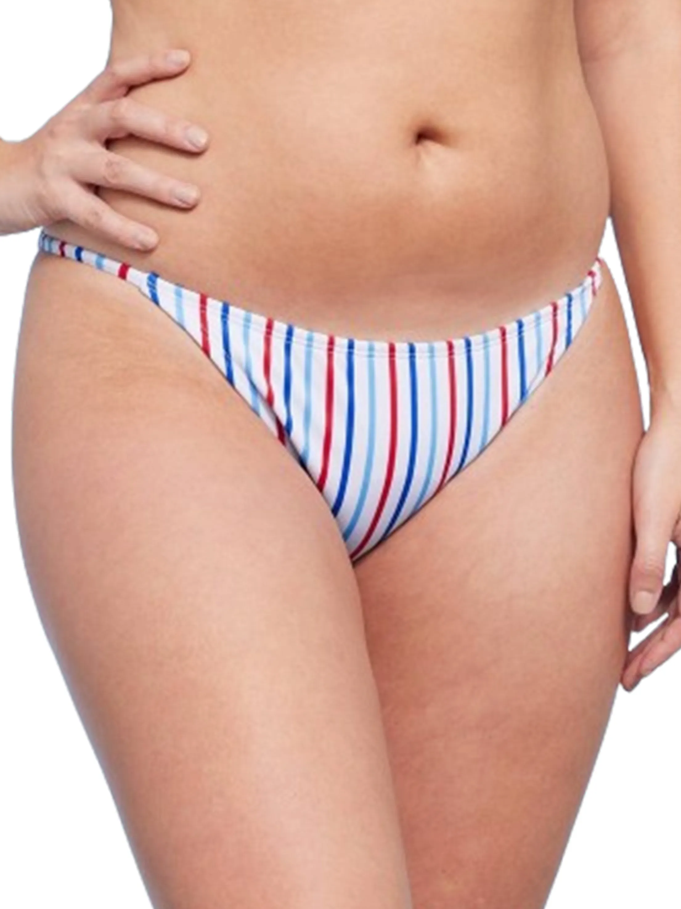 Women's Striped Low Rise Bikini Bottom,Multi Flash Core Stretchable Waistband