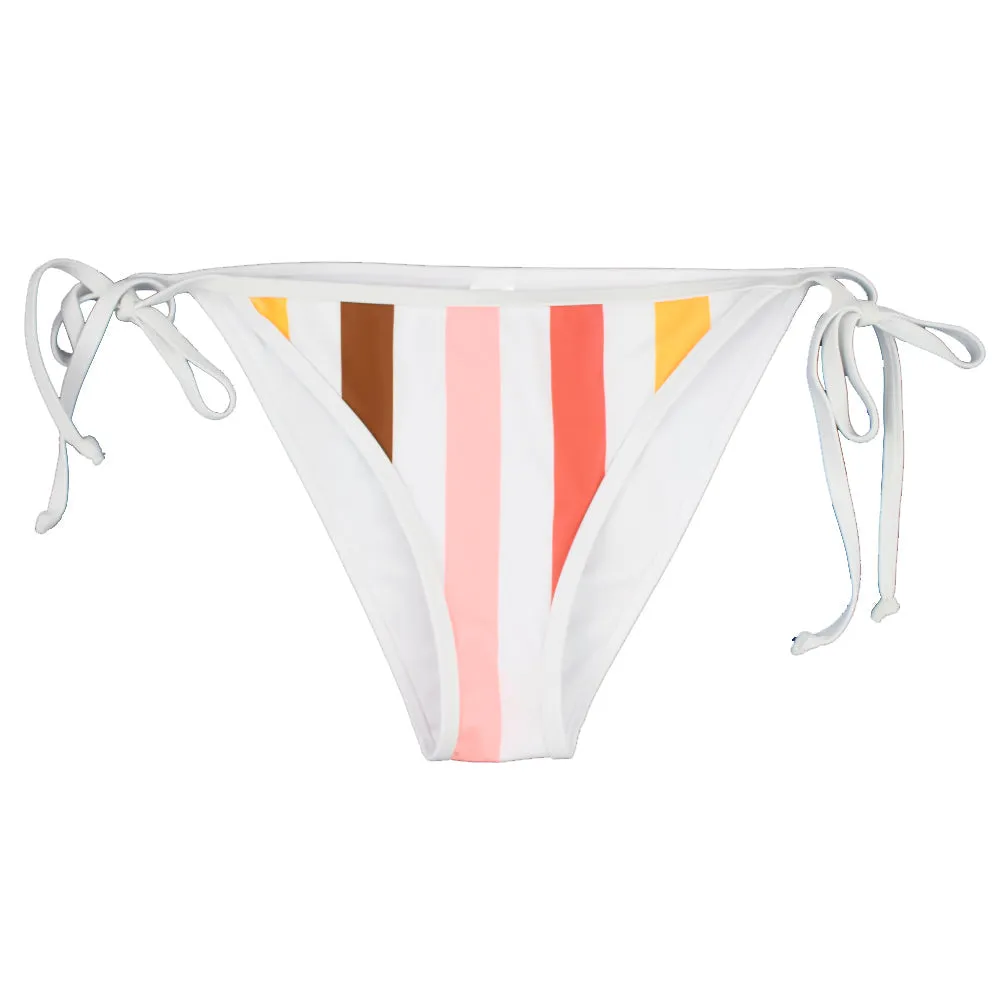 Women's Striped Tie-Side Bikini Bottom,Multi Moisture Wicking Fibers