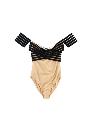 Women's Textured Tankini Top,Beige/Black Cozy Layers TaglessLabel