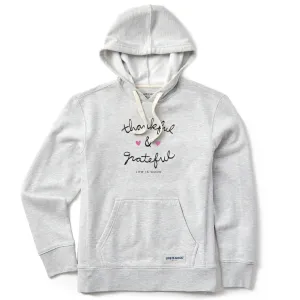 foldable Women's Thankful and Grateful Simply True Fleece Hoodie