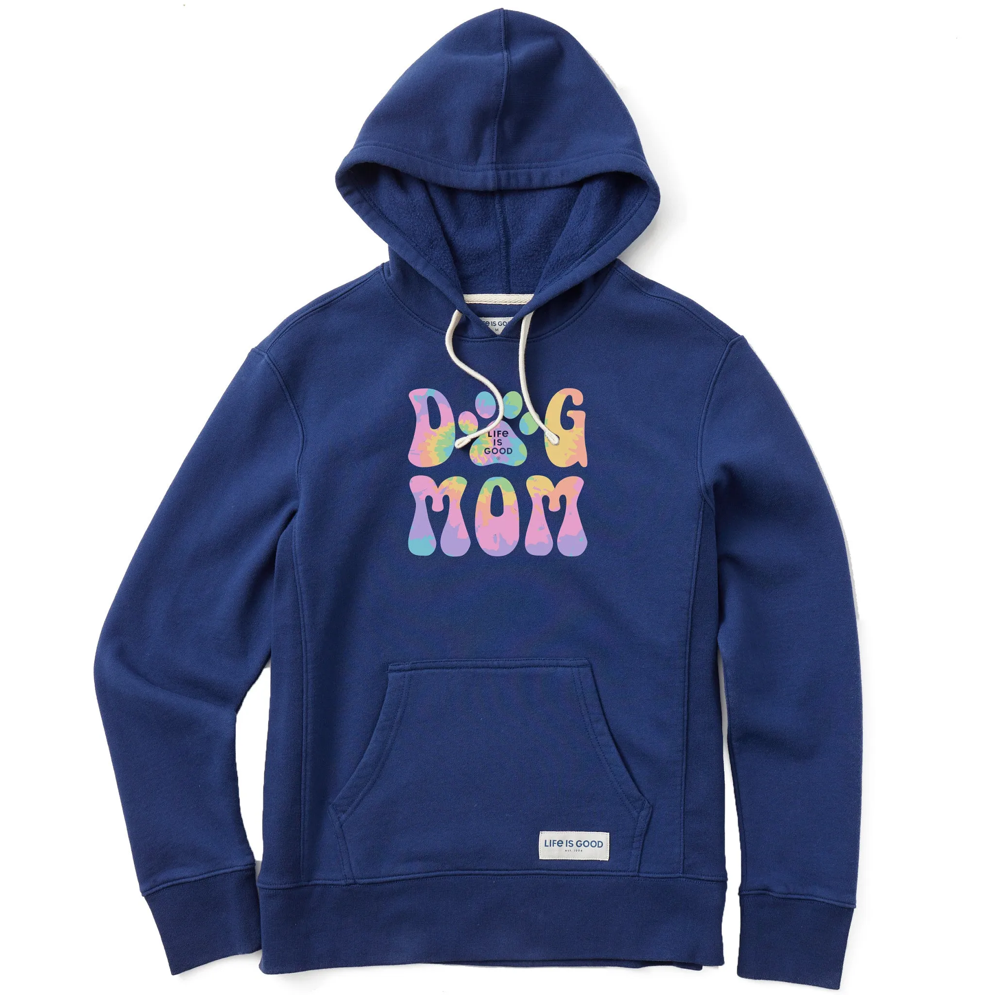 Women's Tie Dye Dog Mom Simply True Fleece Hoodie Street Ready