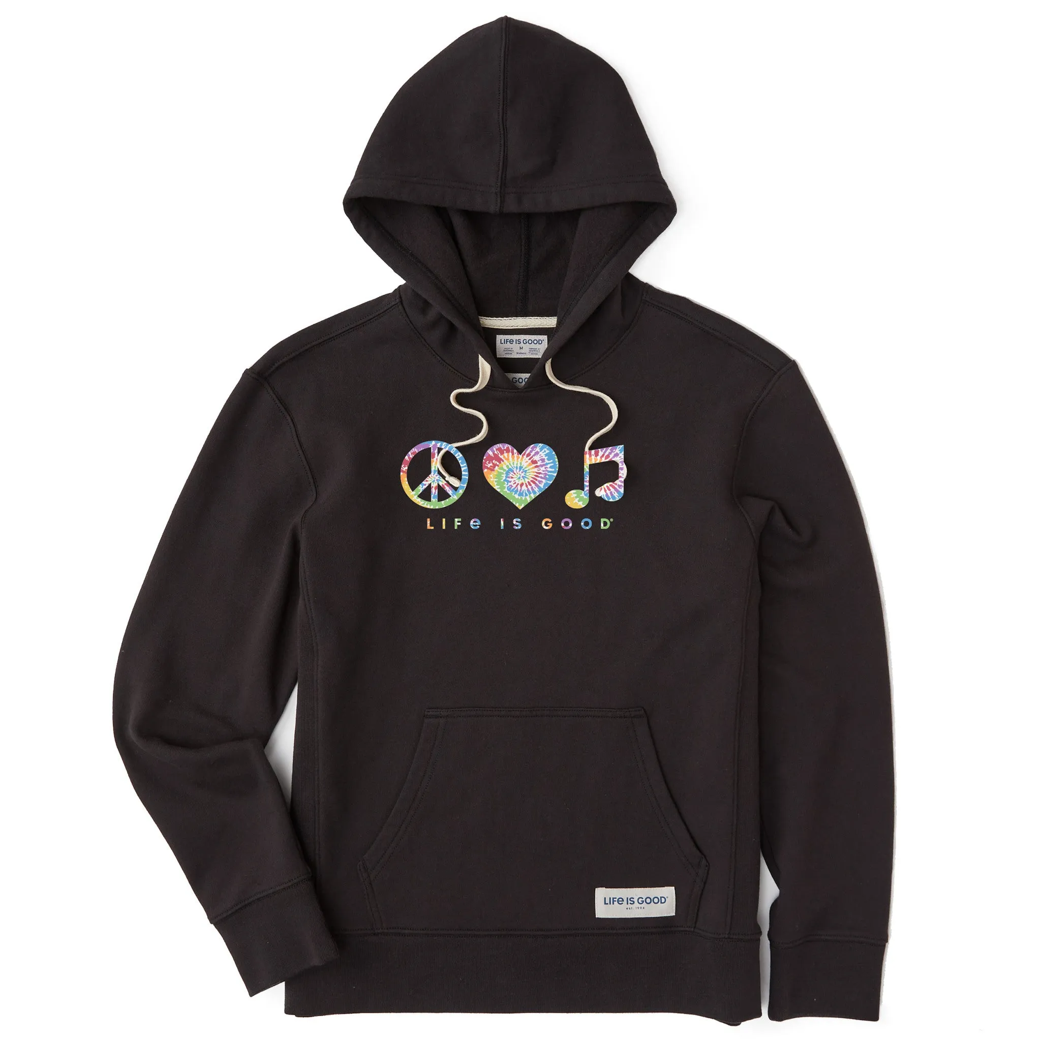 Women's Tie Dye Peace Love Music Simply True Fleece Hoodie Fleece Lining product personalized touch