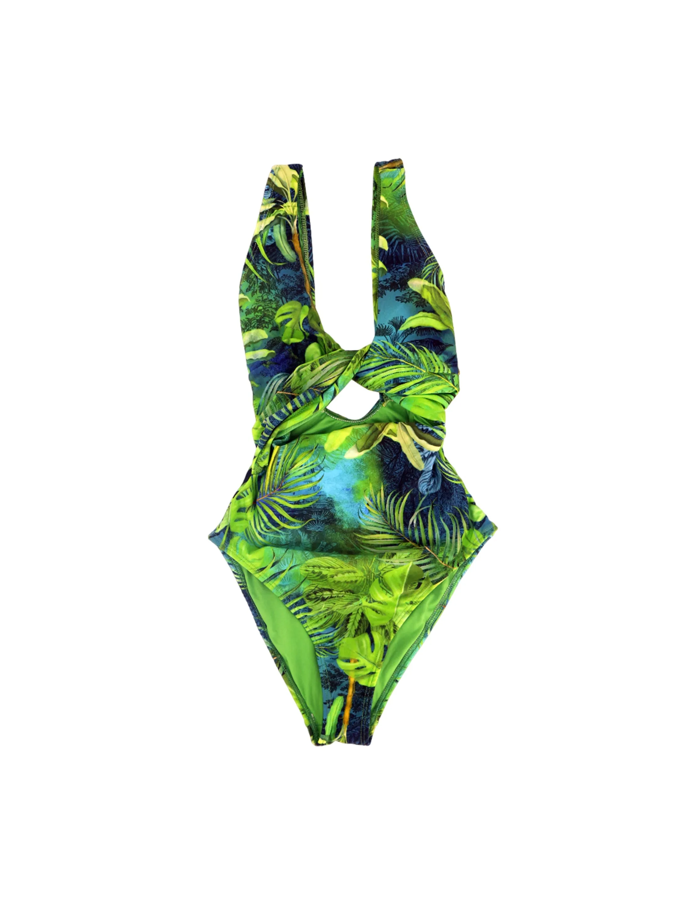 Warm Gloves Cool Frame Women's Tropical Printed Tankini Top,Green