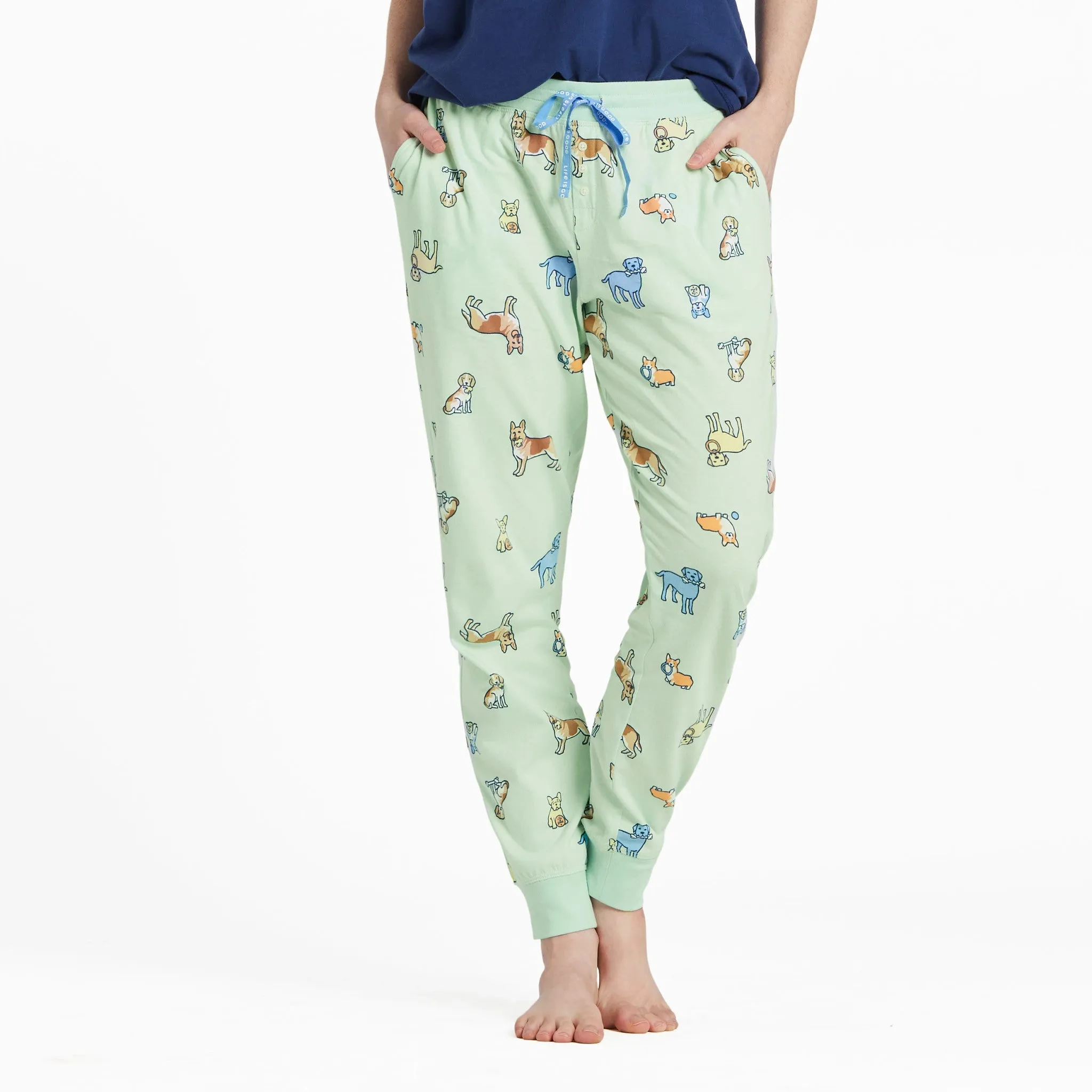 Women's Vintage Dog Pattern Snuggle Up Sleep Jogger SnagFreeFabric