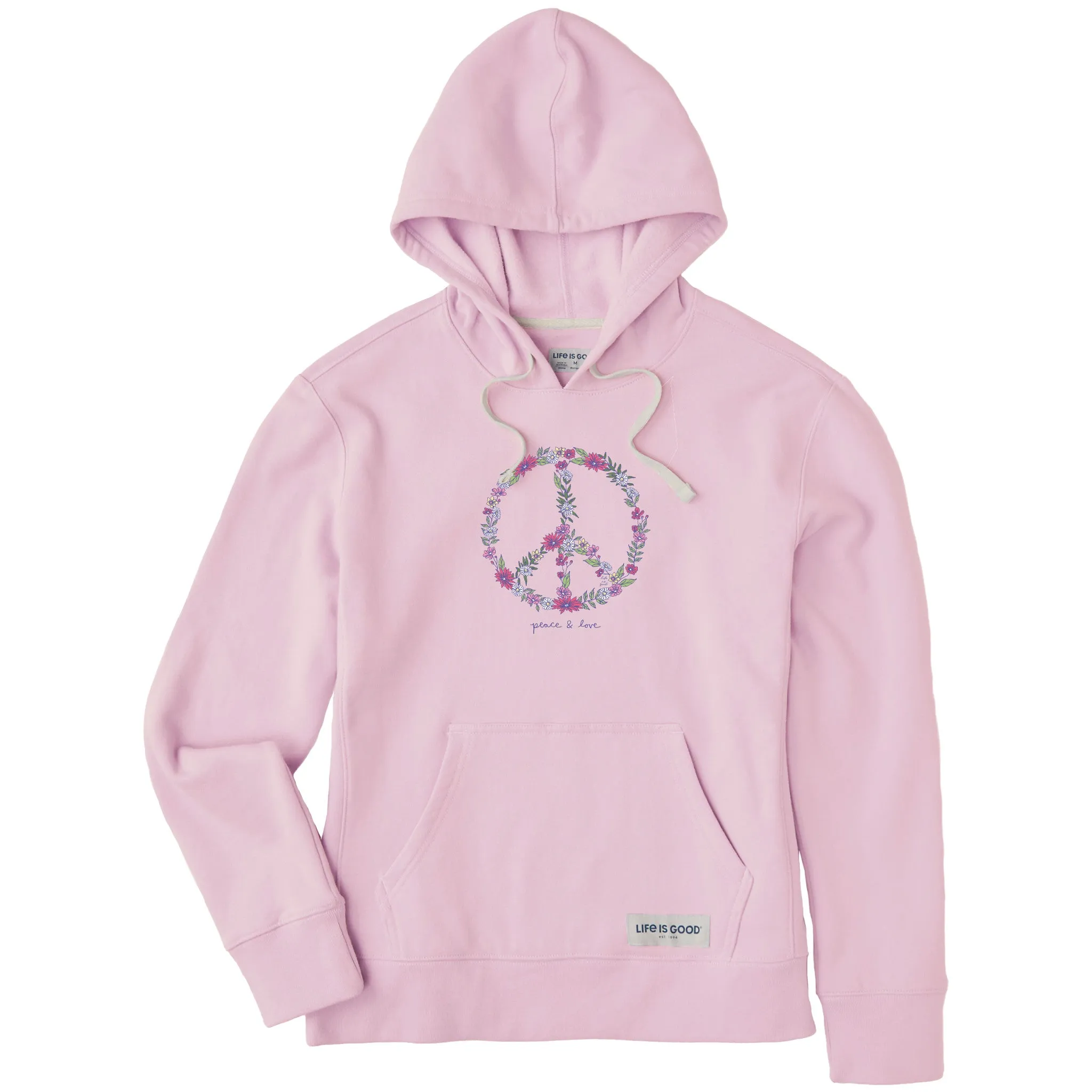 Women's Wildflower Love Peace Sign Simply True Fleece Hoodie bead accents