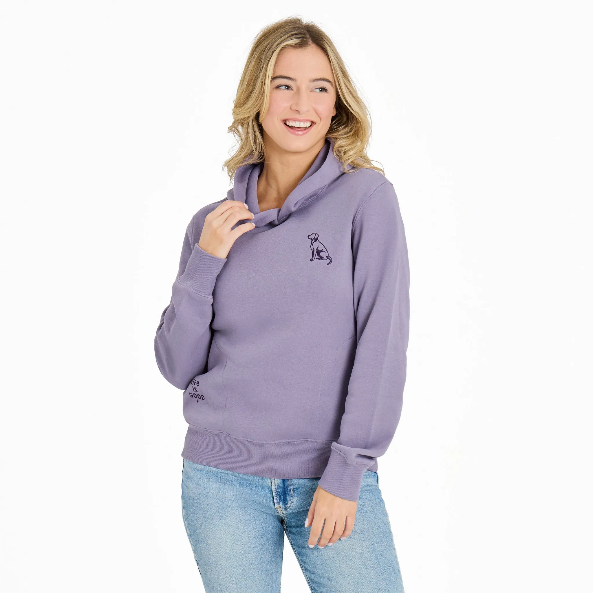 Versatile Top Women's Simple Dog Good Vibes Fleece Hoodie