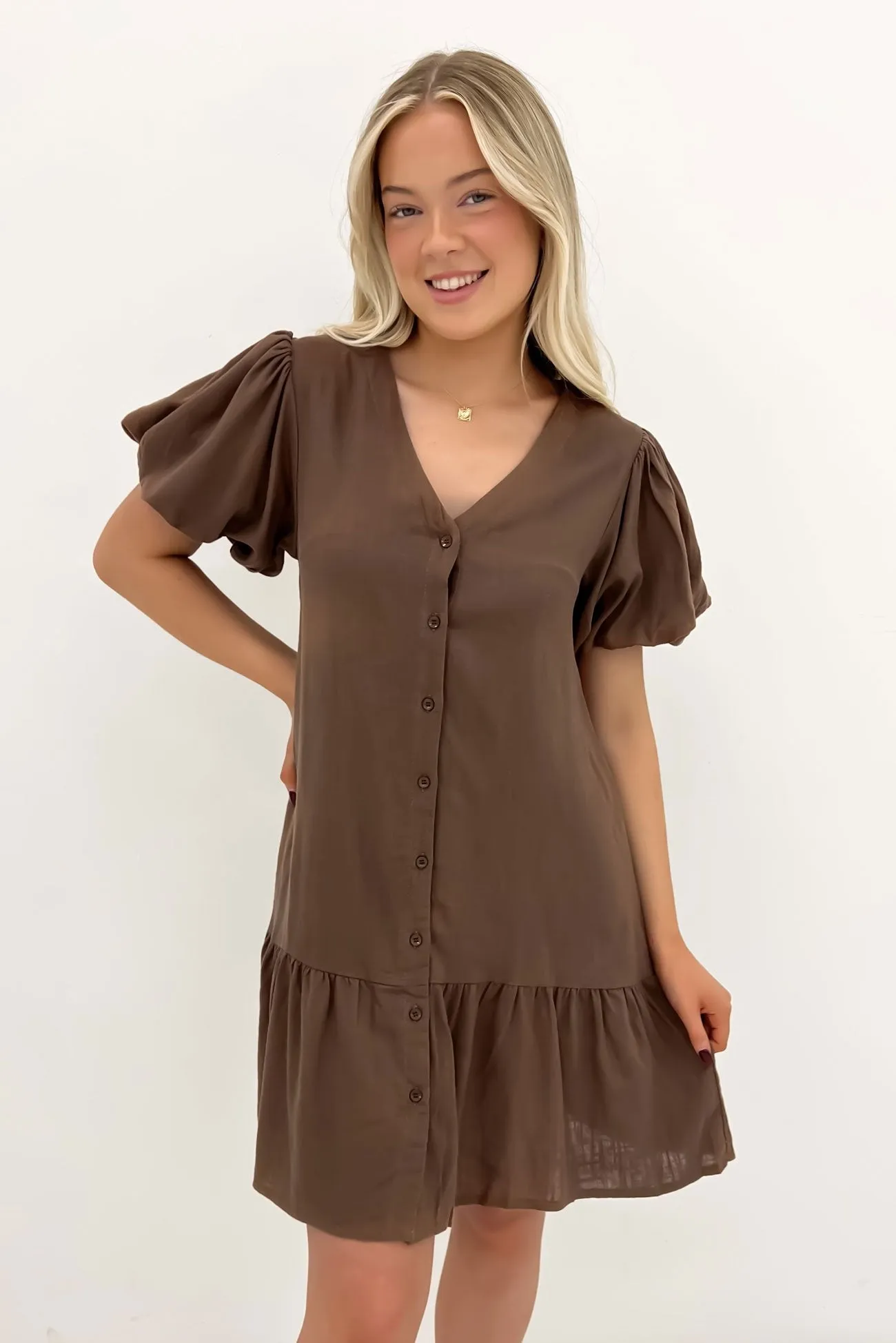 Phoebe Mini Dress Cocoa All-day Comfort Minimalist Waistband