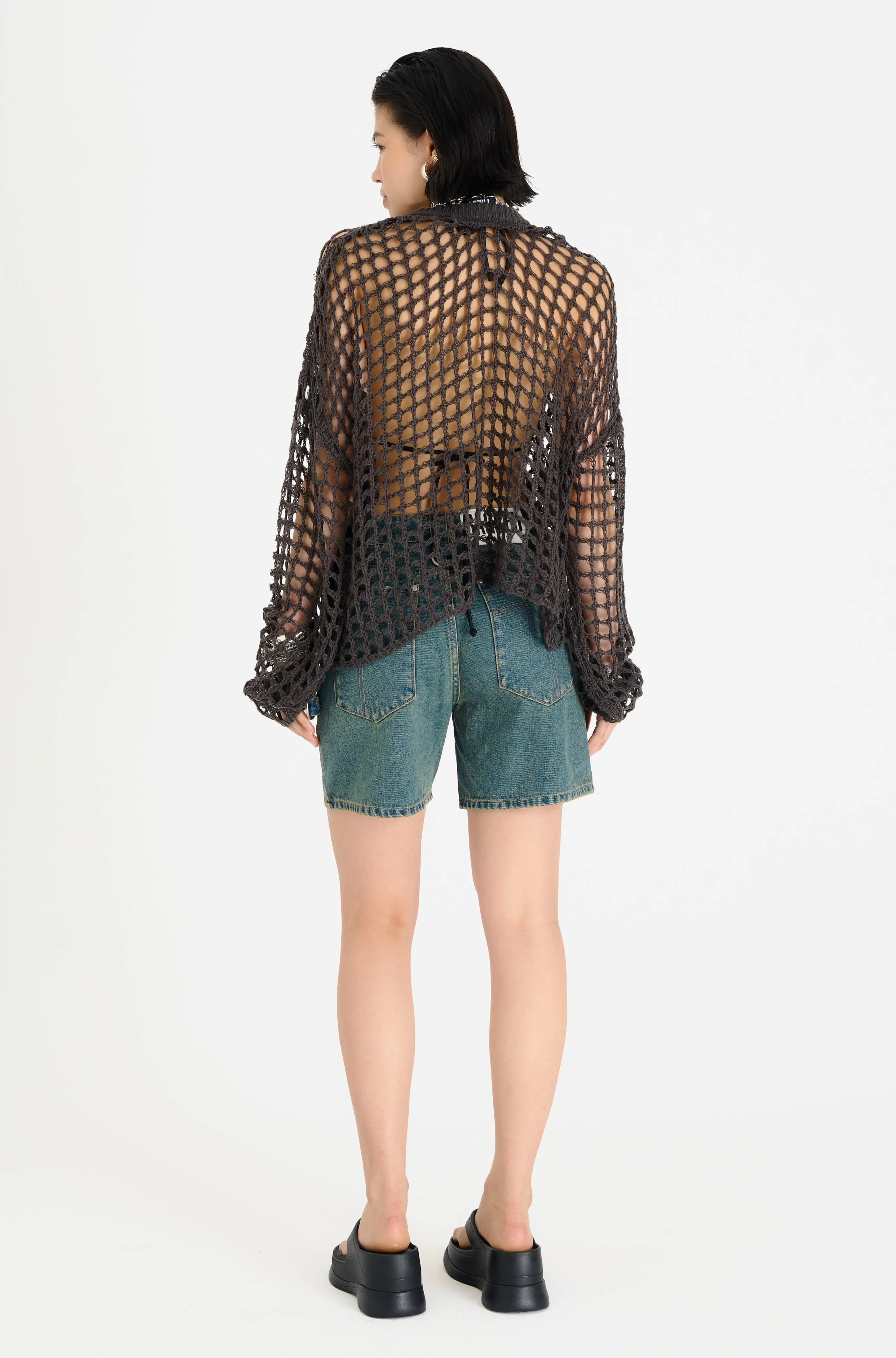 Worship Open Knit Light Reflective Trims Sweater Knit