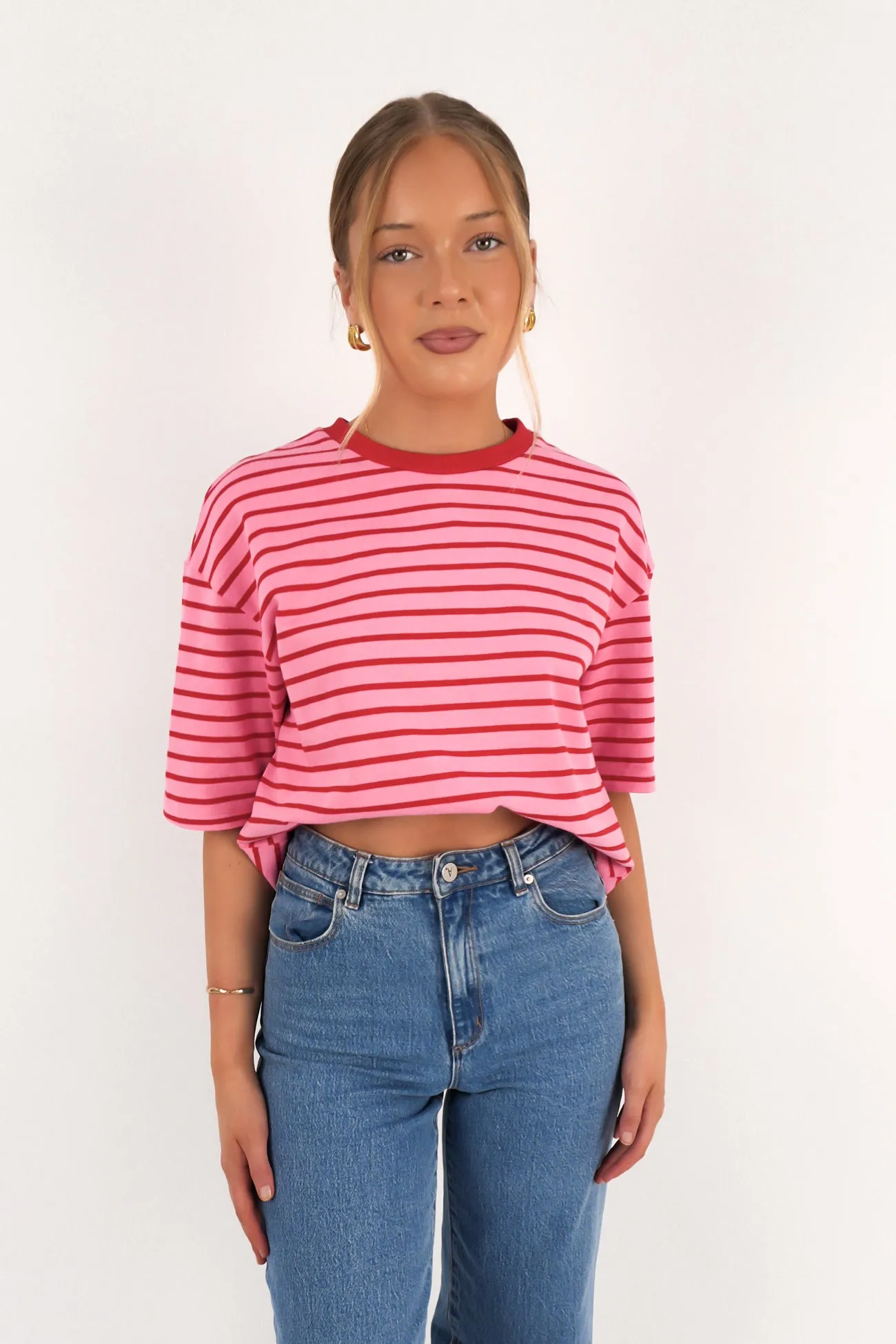 Zora Tee Pink Stripe Smart Fashion Cozy And Stylish