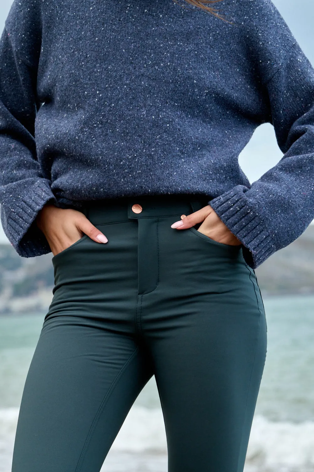 MAX Stretch Thermal Skinny Outdoor Trousers - Forest Green Roomy Fit