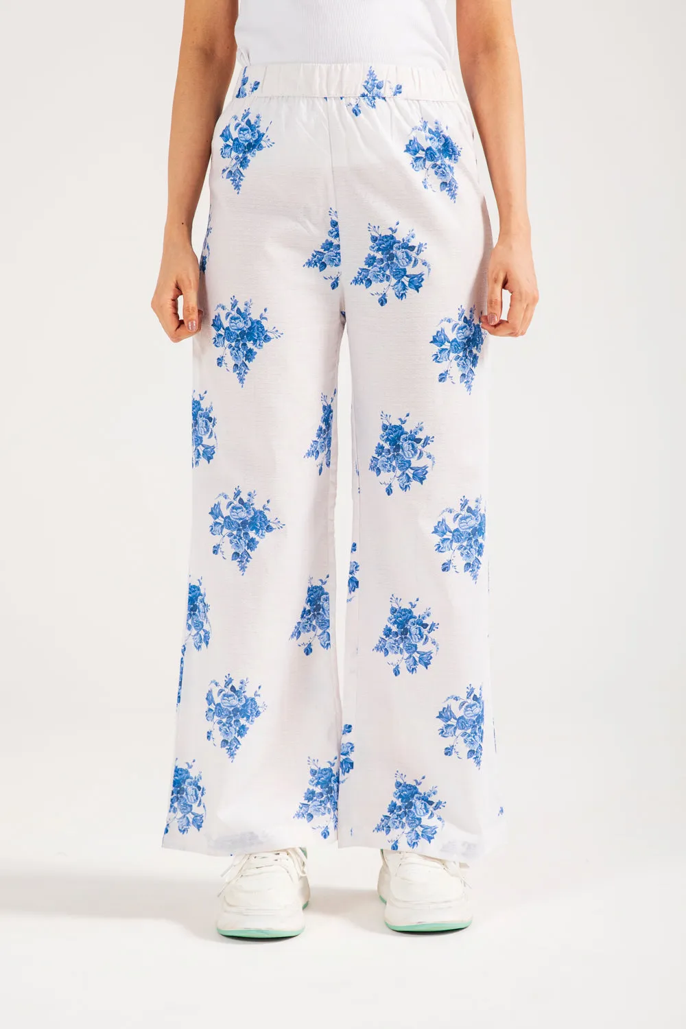 Supportive Waistband SustainableManufacturing PRINTED WIDE LEG TROUSER