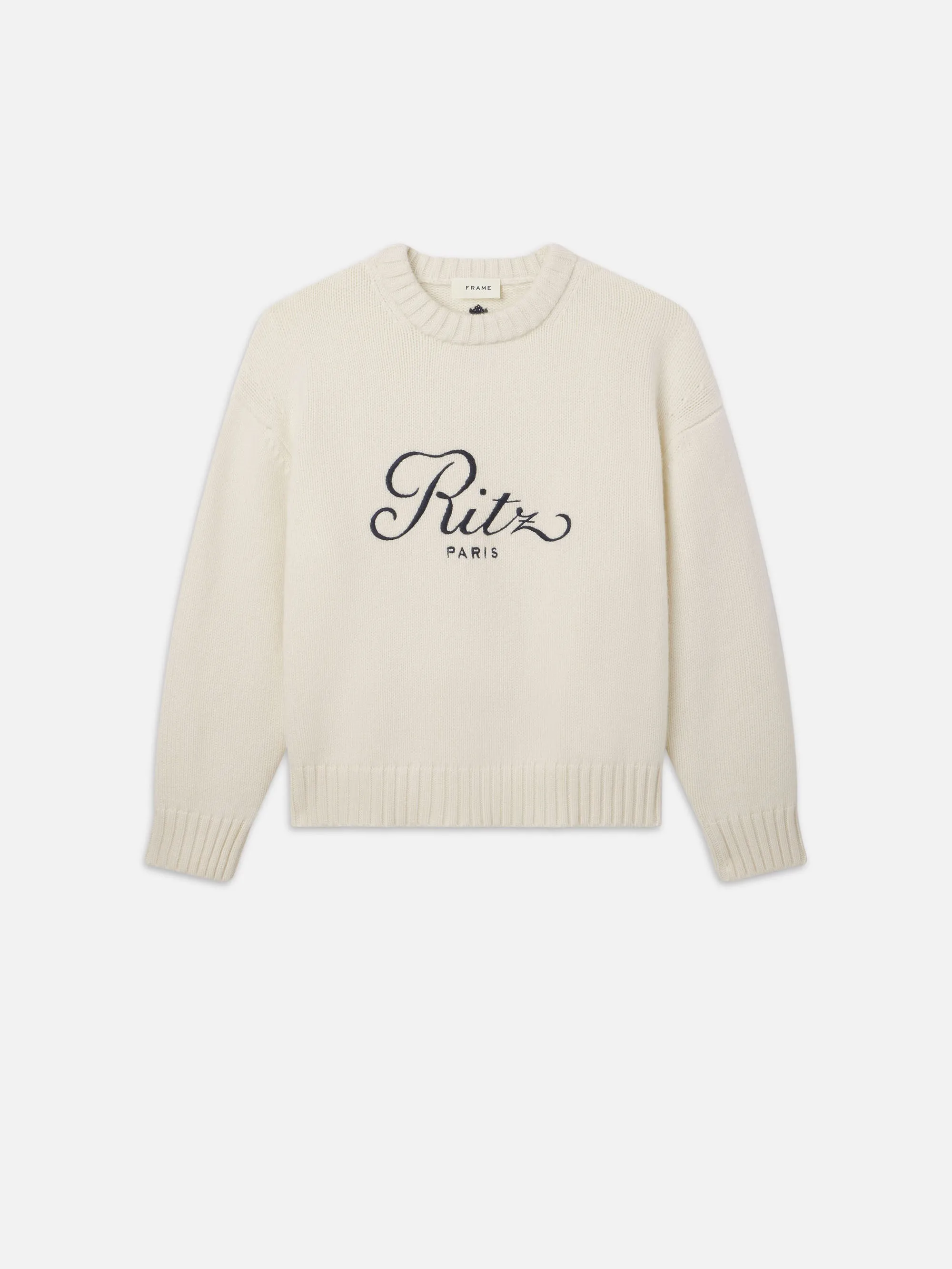 Ritz Unisex Cashmere Sweater -- Cream Layered HeatTrap Stitching