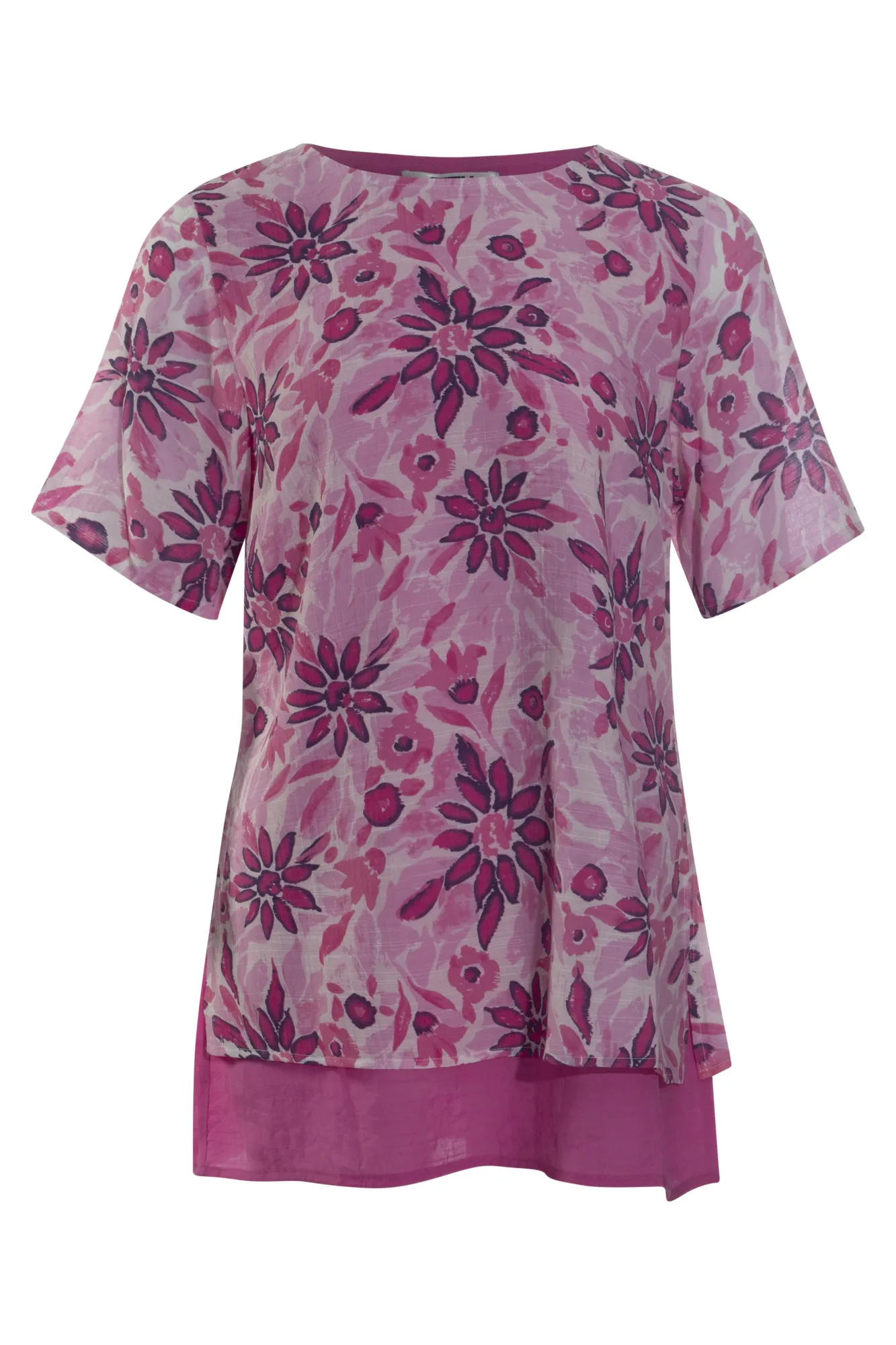 Printed Cross Hatch Top | Pinks Abst Flower | 7181AR Fame Glow