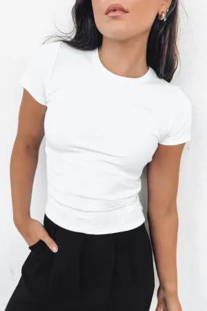 Zah Core Rib Tee White Layered Wear Smooth Seam Technology