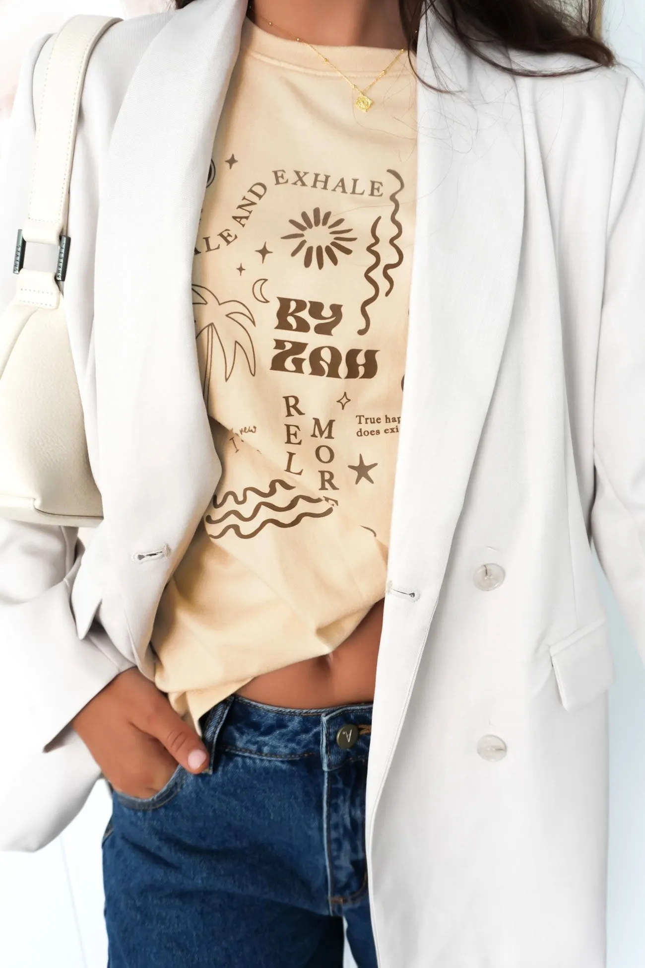 Active Essentials Fashionable Option ZAH Exhale Tee Beige