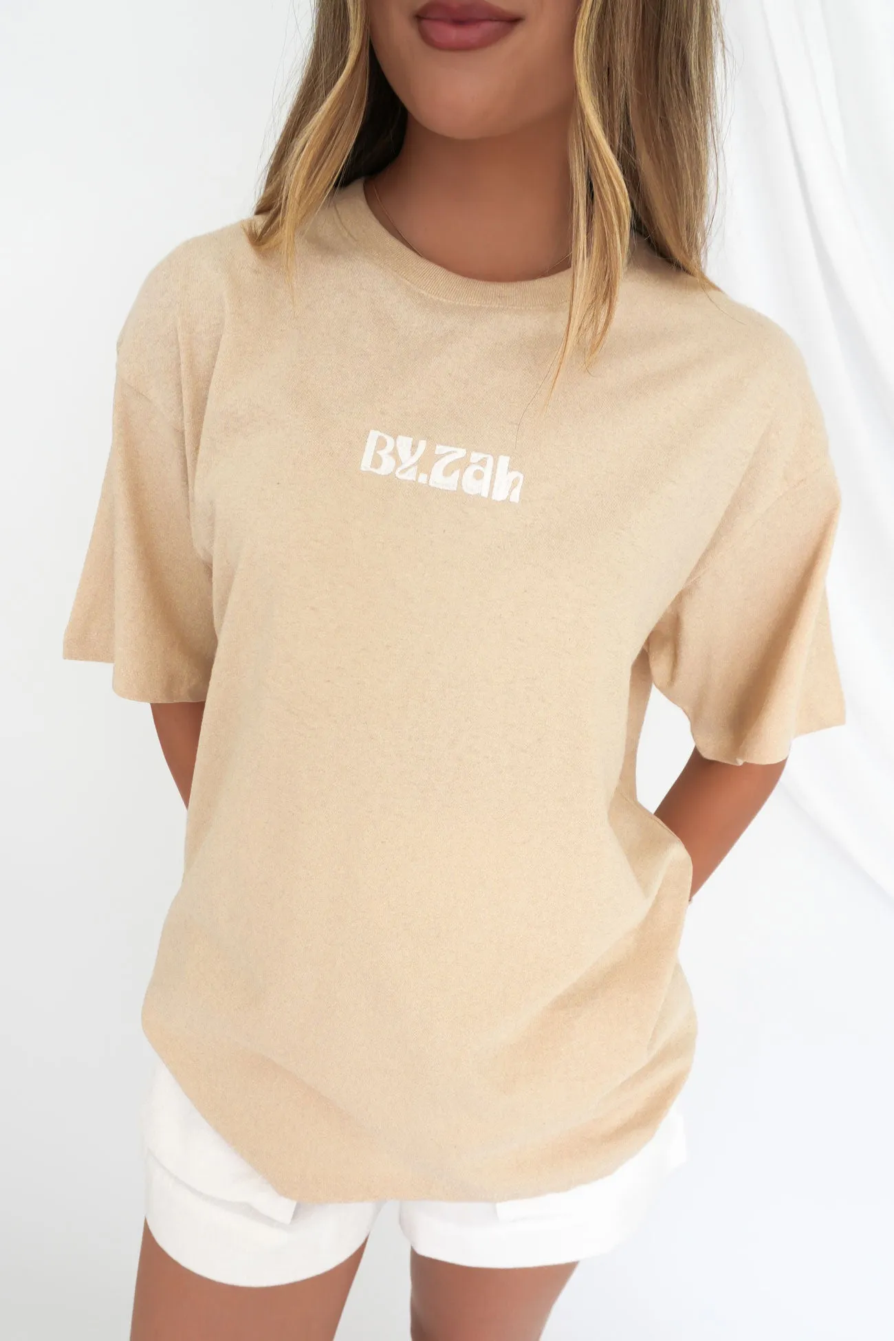 regular but not boring ZAH ZAH Logo Tee Beige