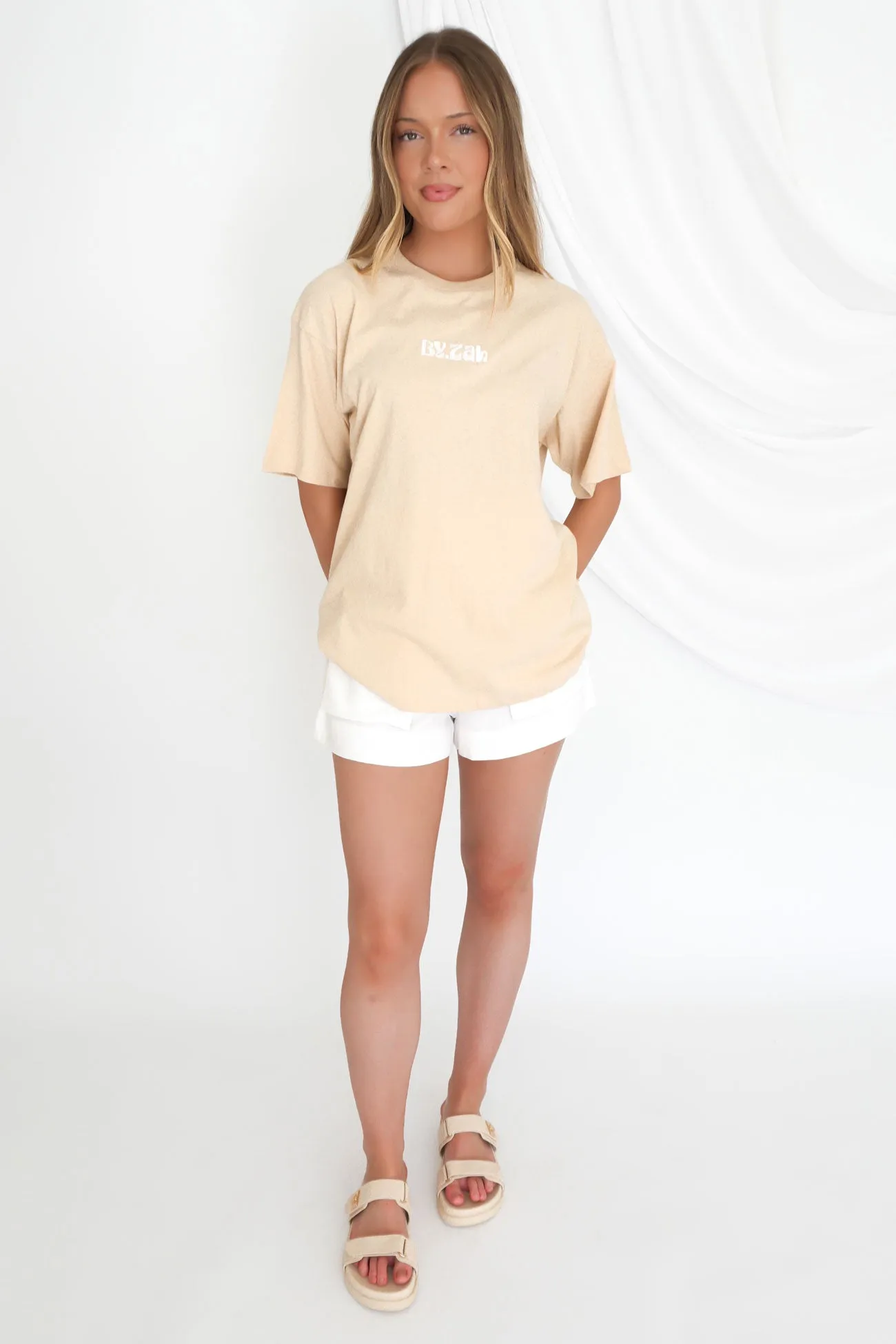 Seasonal Casual ZAH ZAH Logo Tee Beige