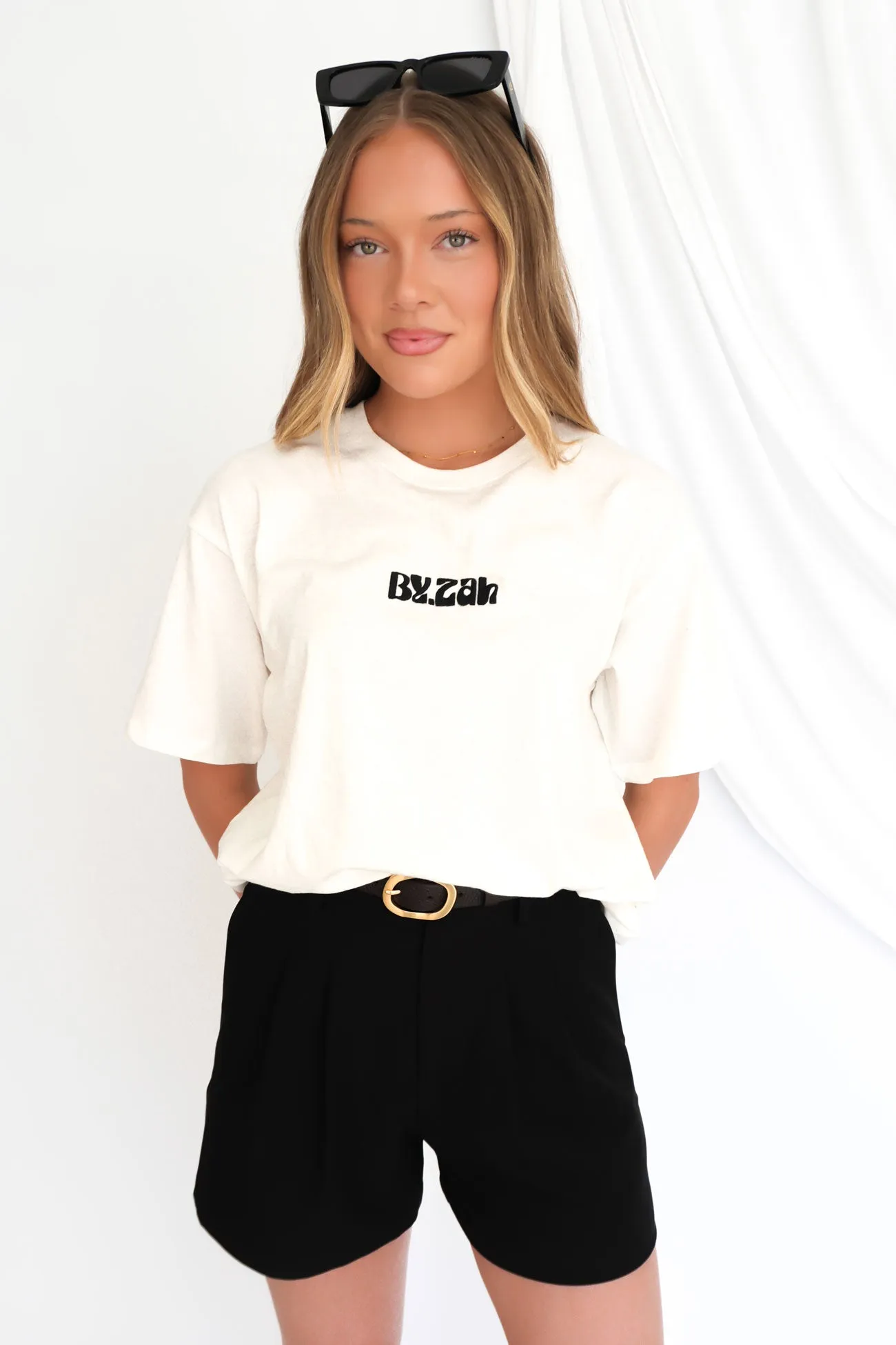 Fit For All Day Breathable Wearable ZAH ZAH Logo Tee White Black