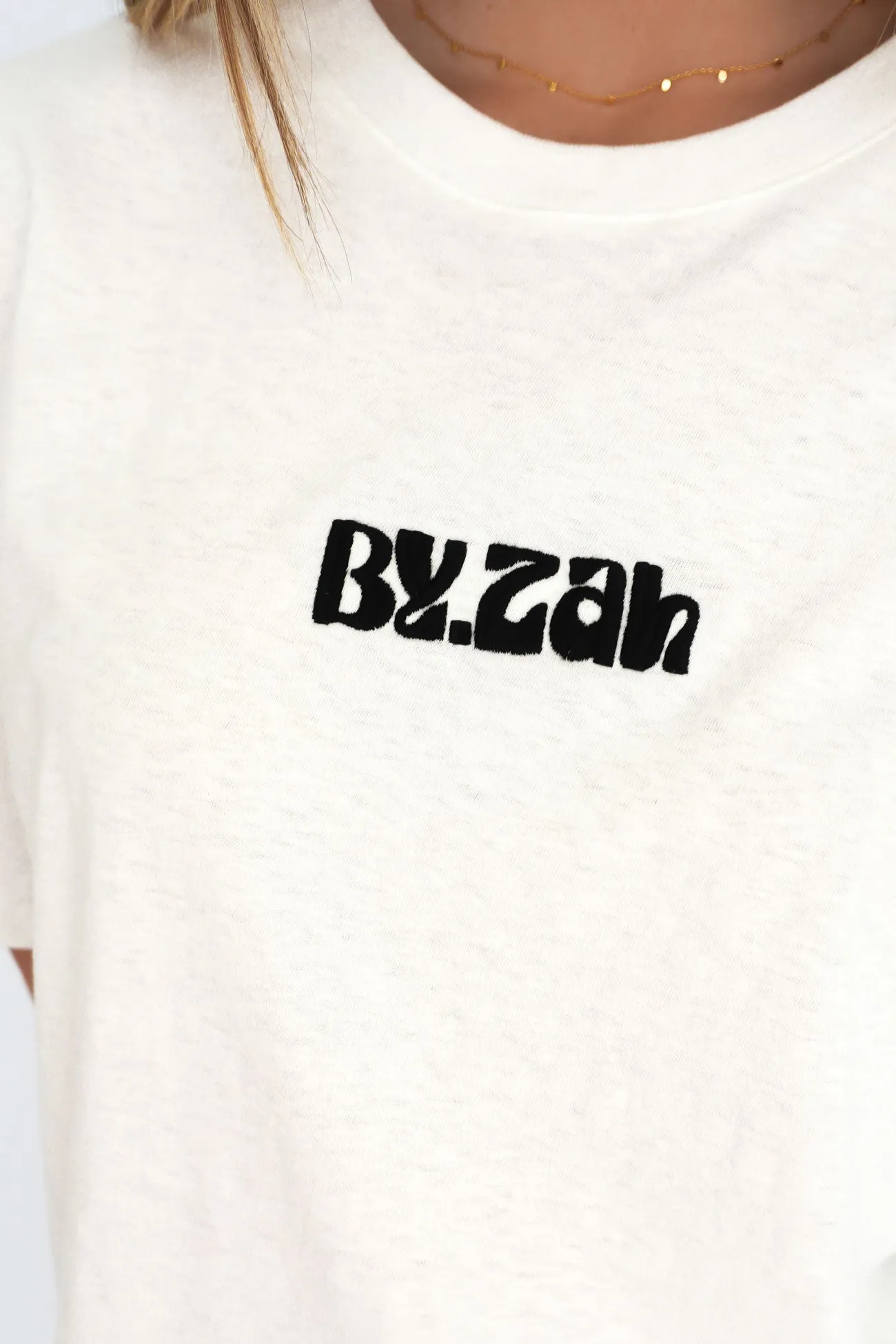 Eye-Catching ZAH ZAH Logo Tee White Black