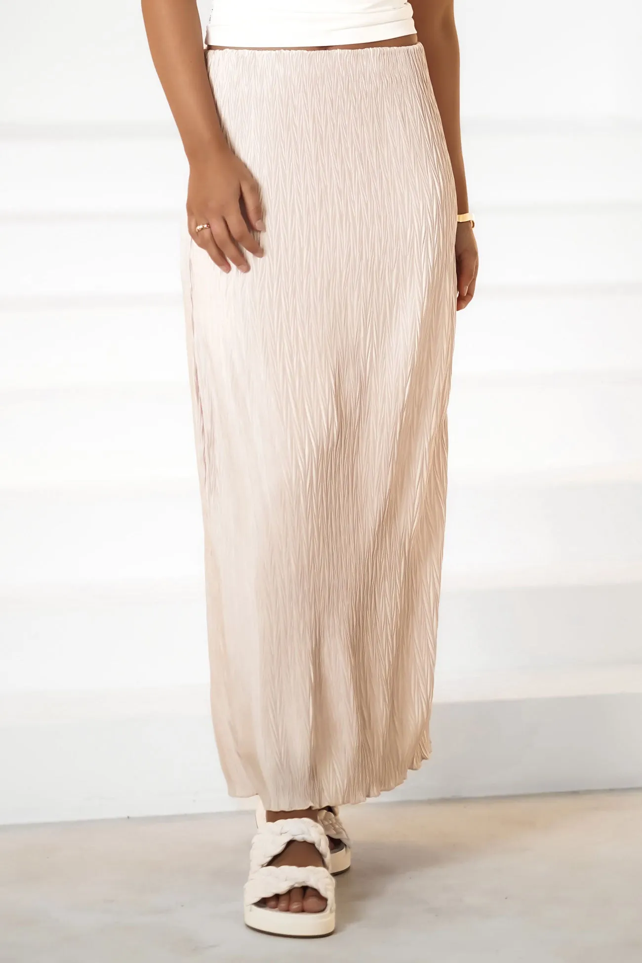 Zayn Midi Skirt Oat Knitted Fabric