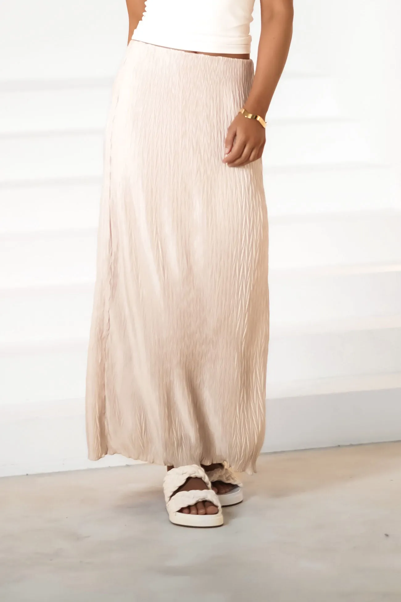 Zayn Midi Skirt Oat Slip Resistant Waistband