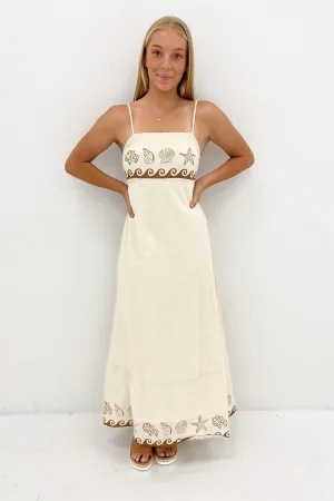 Relax Cut Zhuri Maxi Dress Beige Shell Wave