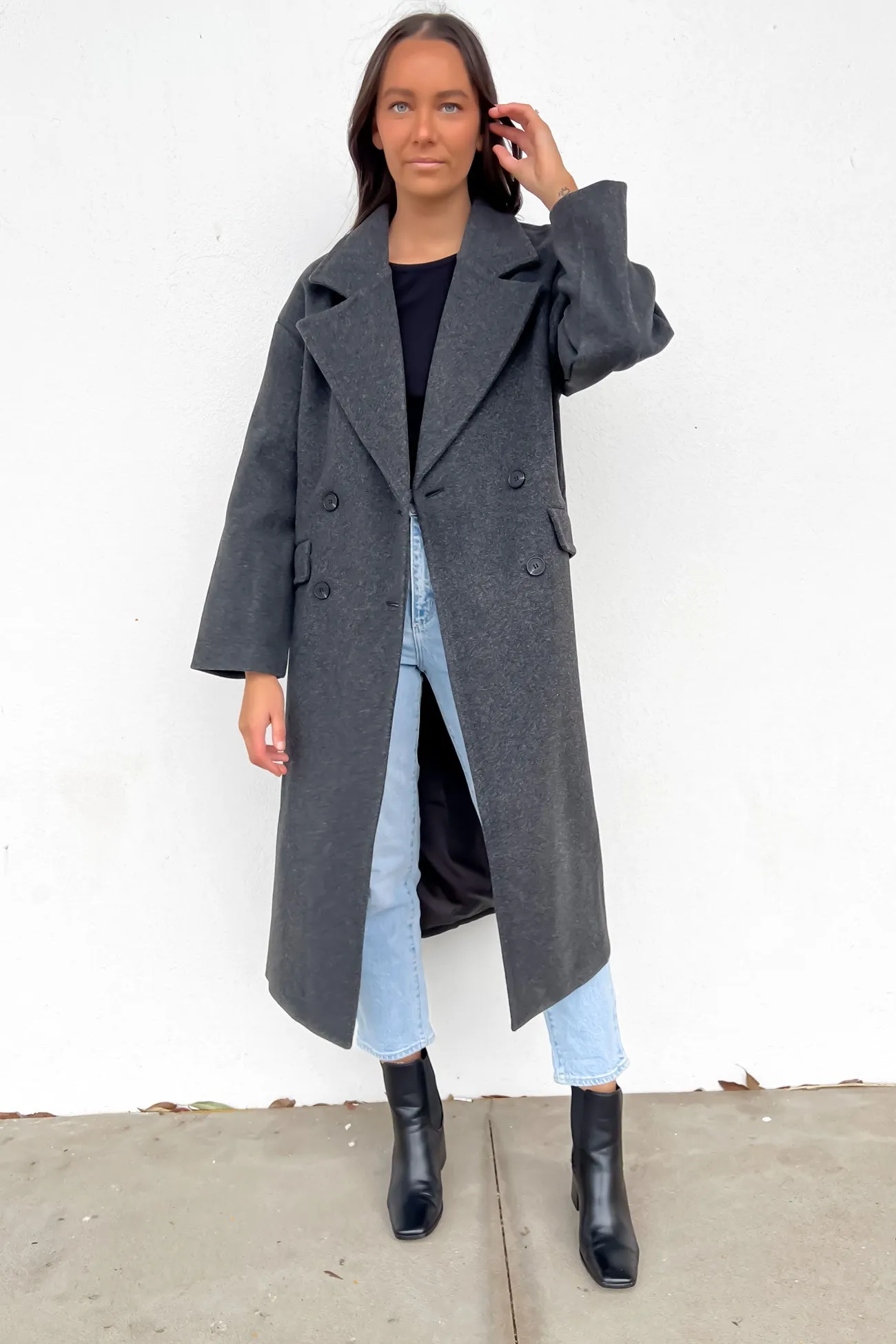 Mid Length Design Anti Static Treatment Zoella Coat Charcoal